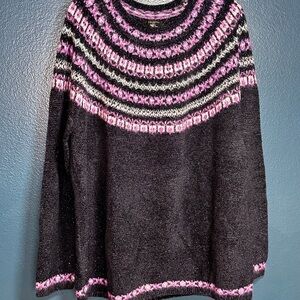 Talbots Black and Pink Striped Sweater